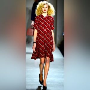 Marc Jacobs Collection Red Oink Graphic Op Art Shift Dress - 6 / 8